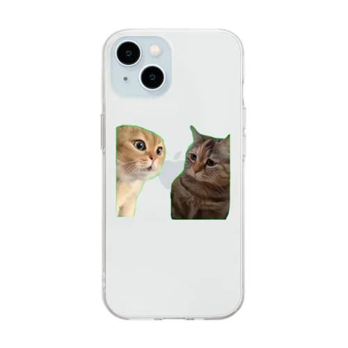 争議猫ミームカップル Soft Clear Smartphone Case