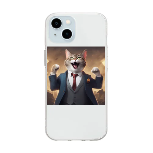 ネコ社長１０代目 Soft Clear Smartphone Case