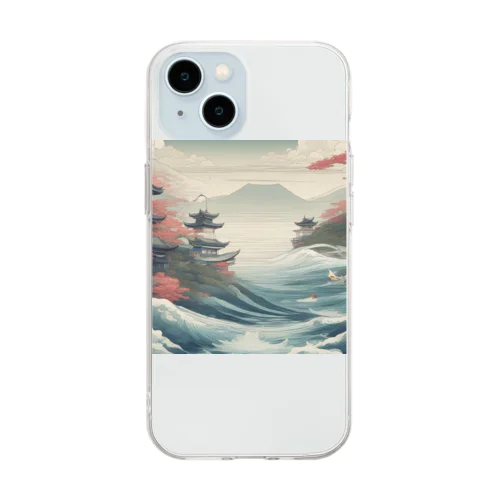 日本建築と海 Soft Clear Smartphone Case