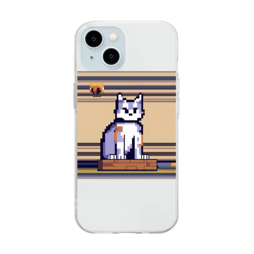 袖口から手を出している猫 Soft Clear Smartphone Case