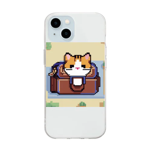 ハンドバッグの中に隠れている猫 Soft Clear Smartphone Case