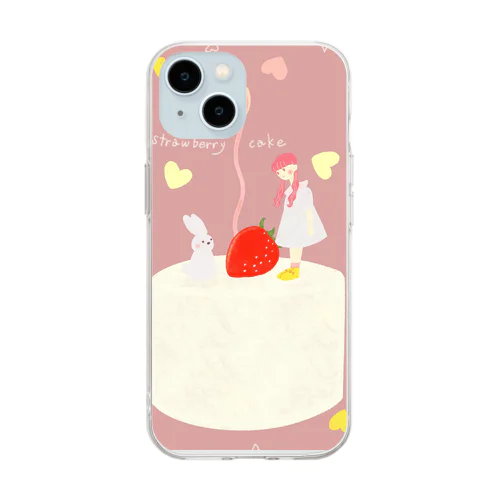 strawberry cake Soft Clear Smartphone Case