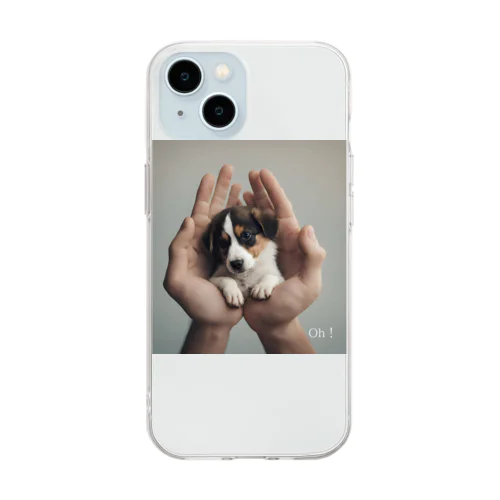 手と犬 Soft Clear Smartphone Case