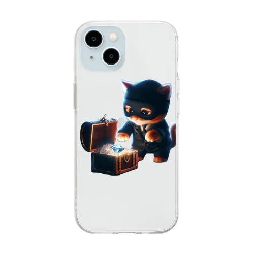 猫　泥棒 Soft Clear Smartphone Case