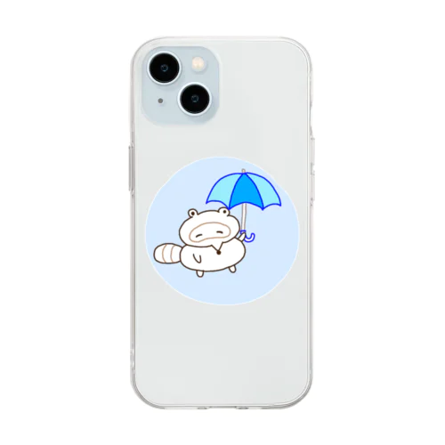 ゆるたぬき(あめふり) Soft Clear Smartphone Case