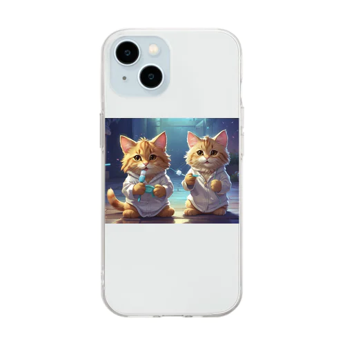 ハミガキ猫 Soft Clear Smartphone Case