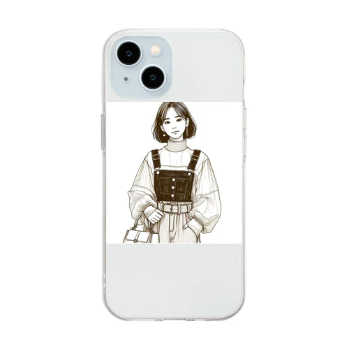 線画の人 Soft Clear Smartphone Case