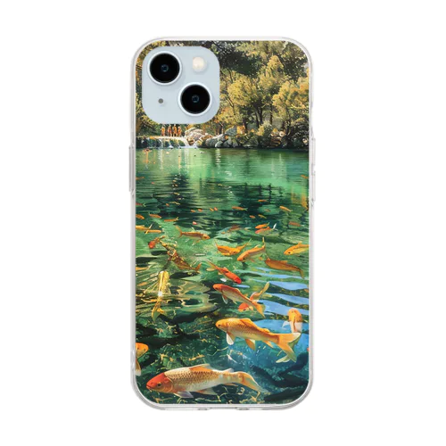透き通ってる長良川で泳いいる魚たち アメジスト 2846 Soft Clear Smartphone Case