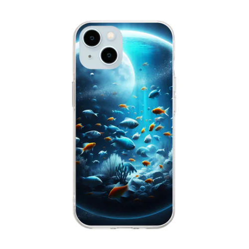 月見る魚 Soft Clear Smartphone Case