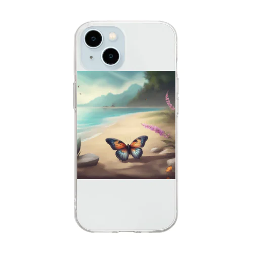 海岸の蝶 Soft Clear Smartphone Case