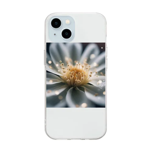 白い花 Soft Clear Smartphone Case