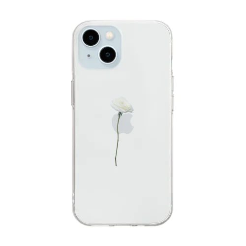 バラ　ワンポイント Soft Clear Smartphone Case