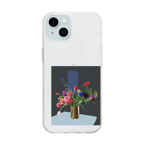 春の花　night Soft Clear Smartphone Case