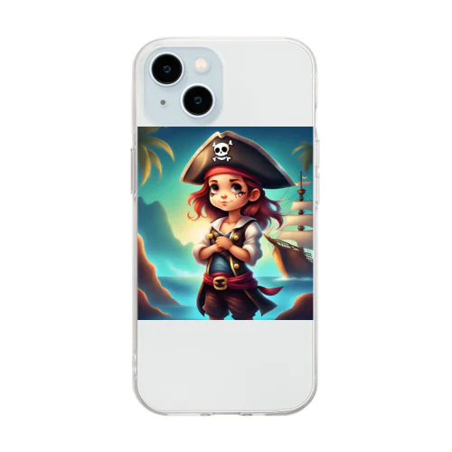 可愛い海賊の女の子 ソフトクリアスマホケース
