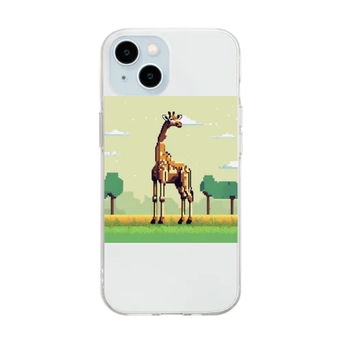 草原のキリン Soft Clear Smartphone Case