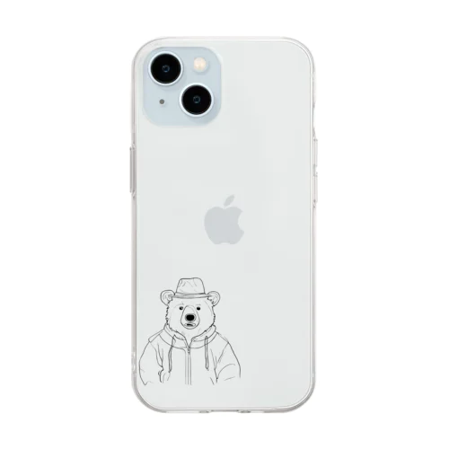 私服のクマさん Soft Clear Smartphone Case