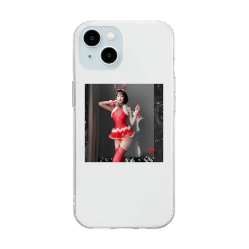 Women Femme Ruffle Hollow Out Teddy Bodysuit Bows Stocking Red Christmas Victorias Secret Soft Clear Smartphone Case