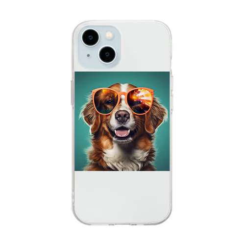 サングラスをかけた、かわいい犬 Marsa 106 Soft Clear Smartphone Case