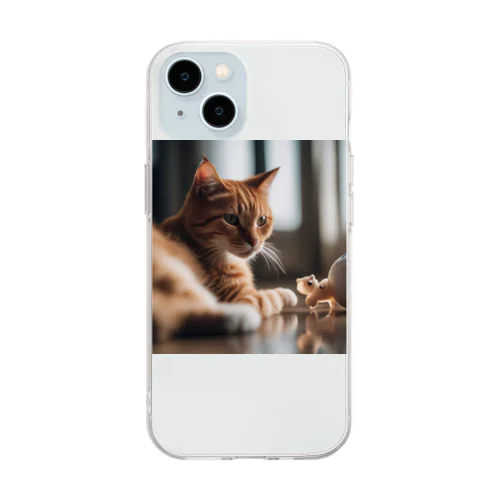 遊んでいる猫 Soft Clear Smartphone Case