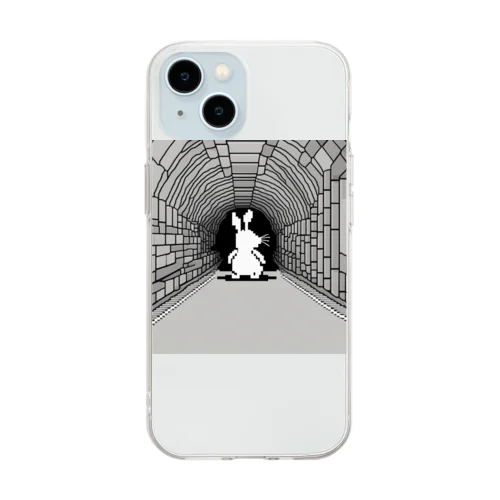 ウサギのイラストグッズ Soft Clear Smartphone Case