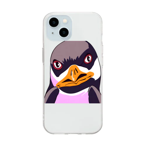 怒りのペンギン Soft Clear Smartphone Case