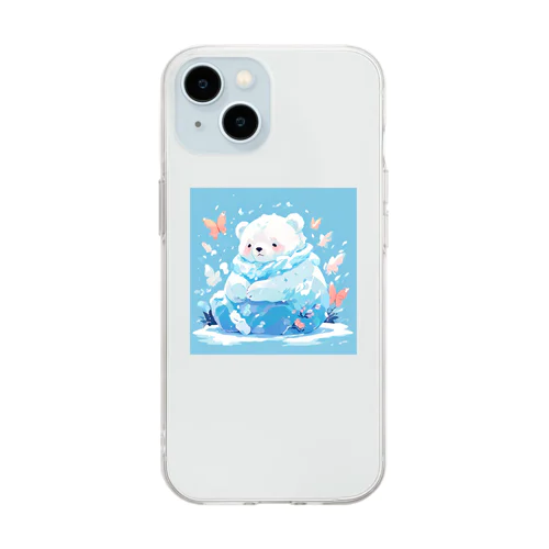 ウトウトしている白くま Soft Clear Smartphone Case