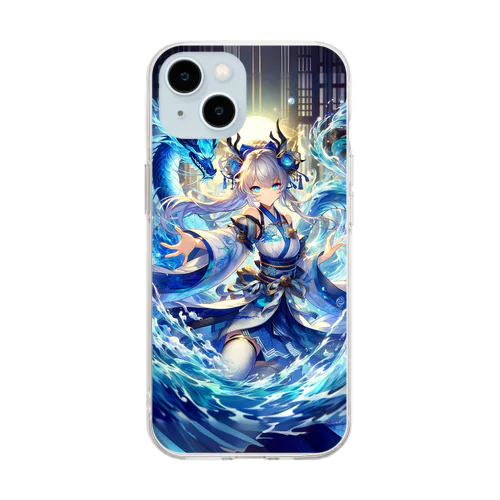 式神ミコ青龍の姿 Soft Clear Smartphone Case