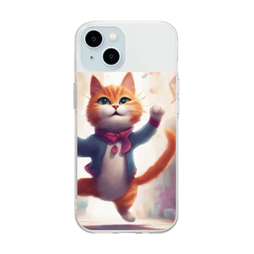 踊る猫 Soft Clear Smartphone Case