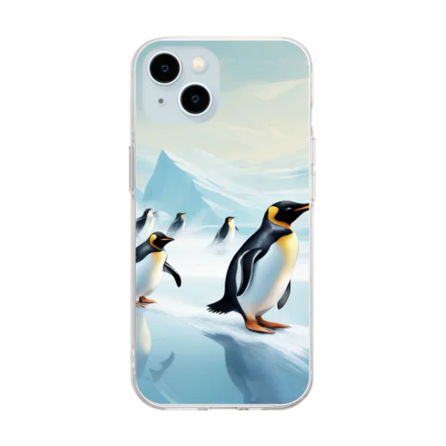 競争するペンギン達 Soft Clear Smartphone Case