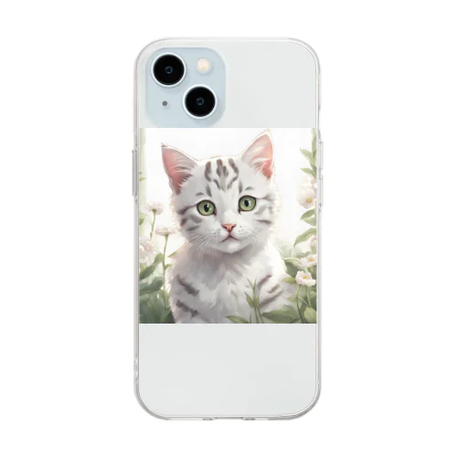 虎縞白猫02 Soft Clear Smartphone Case