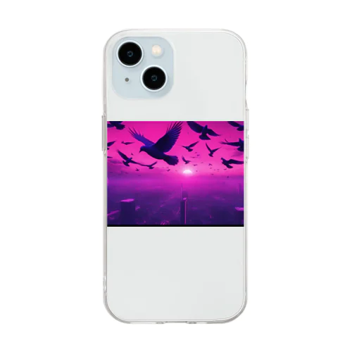 都会の鳩 Soft Clear Smartphone Case