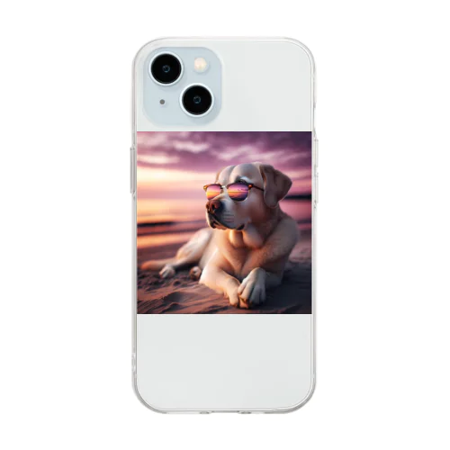 サングラスをかけた、かわいい犬 Marsa 106 Soft Clear Smartphone Case