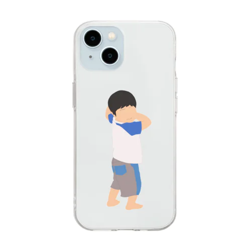 だるまさんがころんだをする子ども Soft Clear Smartphone Case