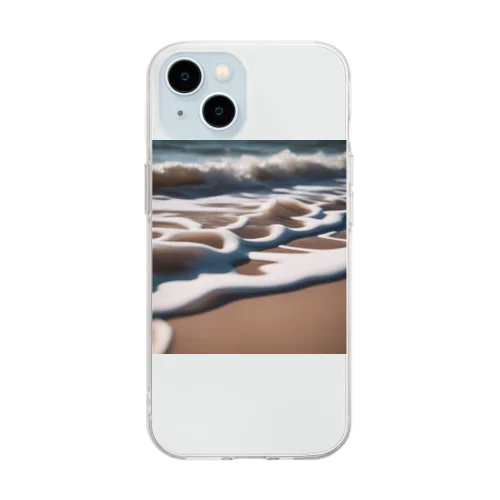 海岸に広がる砂浜と波打ち際 Soft Clear Smartphone Case