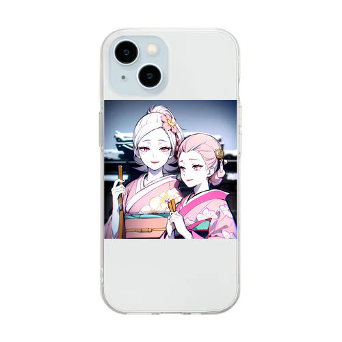 白く透き通る肌の娘達 Soft Clear Smartphone Case
