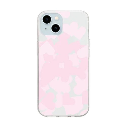 【積もったheart mark】百のハート♡飴霰(あめあられ) Soft Clear Smartphone Case