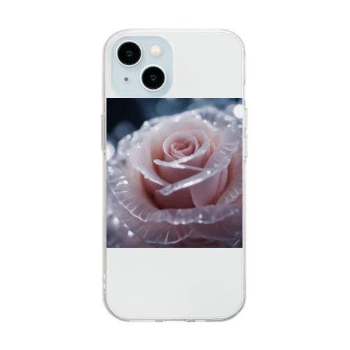 幻想的な氷の薔薇 Soft Clear Smartphone Case