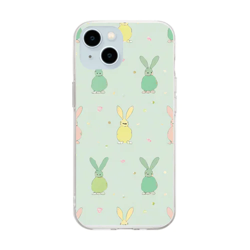 うさぎ柄8 Soft Clear Smartphone Case