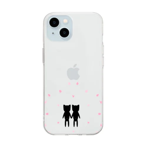 🌸🐰∞桜の花びらに囲まれてう∞🐰🌸 Soft Clear Smartphone Case