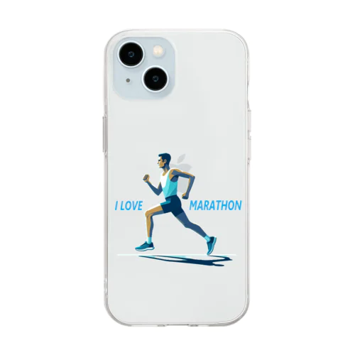 I LOVE MARATHON Soft Clear Smartphone Case