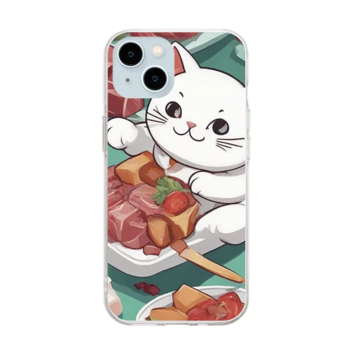 100ポンド猫 Soft Clear Smartphone Case