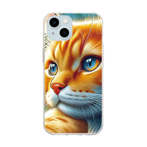 トラ猫Thinking Time Soft Clear Smartphone Case