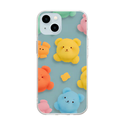 カラフルなクマ共🐻 Soft Clear Smartphone Case