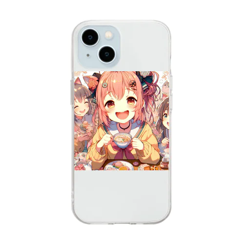 飯がうまい Soft Clear Smartphone Case