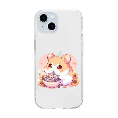 ヒマワリの種大好きハムハム Soft Clear Smartphone Case