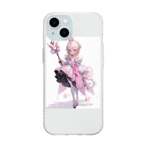 アニメ風ピンクのお姫さま　なでしこ1478 Soft Clear Smartphone Case