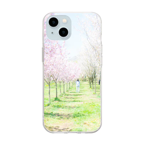 桜と少女 Soft Clear Smartphone Case