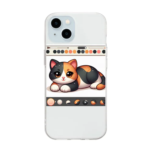 三毛猫ペイント Soft Clear Smartphone Case