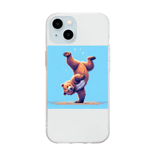 逆立ちしているクマ Soft Clear Smartphone Case