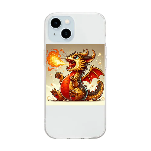 火噴き猫ドラゴン Soft Clear Smartphone Case